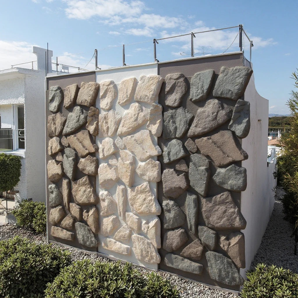 Wholesale Modern PU Artificial Large-Sized Stone Wall Panel Moisture-Proof Heat-Insulation for European Villa Exterior Simulated