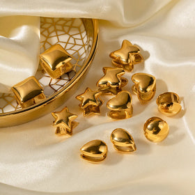 New Design Fashion Gold Plated Luxury Korean Earrings Stainless Steel Women Irregular Heart Star Shape Stud Earrings Jewelry Set