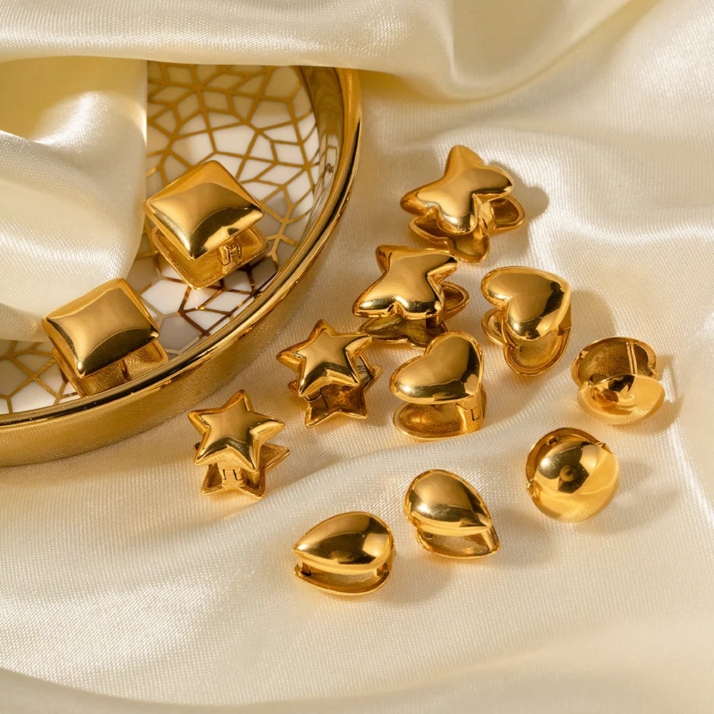 New Design Fashion Gold Plated Luxury Korean Earrings Stainless Steel Women Irregular Heart Star Shape Stud Earrings Jewelry Set
