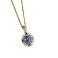 Rainbowking Dainty S925 Sterling Silver Pave Setting CZ Sapphire 18K Gold Plating 18k Oval Gemstones Pendant Necklace Link Chain