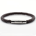 2024 Summer Hot Selling Mens Stainless Steel Metal Lock Brown Leather Bracelets