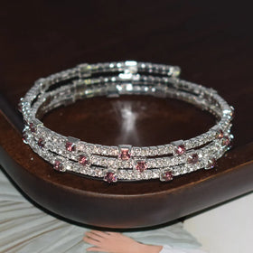 Super Shiny Multi Row Diamond Arm Bracelet Asymmetric Four Claw Colored AB Crystal Bracelet for Bride Performance Hand Jewelry