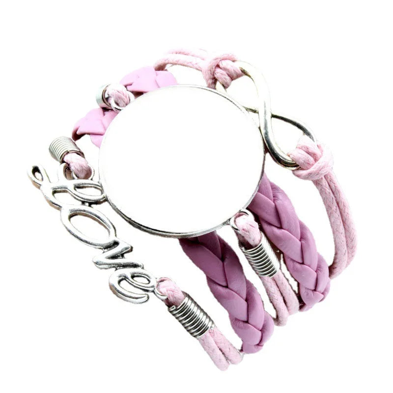 Sublimation Blank Bracelets for Women DIY Craft Bezel Setting Blank Heat Transfer Blank Leather Bracelet with Aluminum Sheet