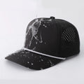Custom Logo Oxford 5 Panel Rope Baseball Cap Laser Cut Perforated Breathable Sporty Waterproof Polyester Hat Adjustable Metal