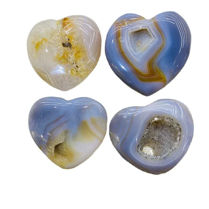 Wholesale Natural Geode Agate Quartz Heart Druzy Geode Crystal Heart As Gifts