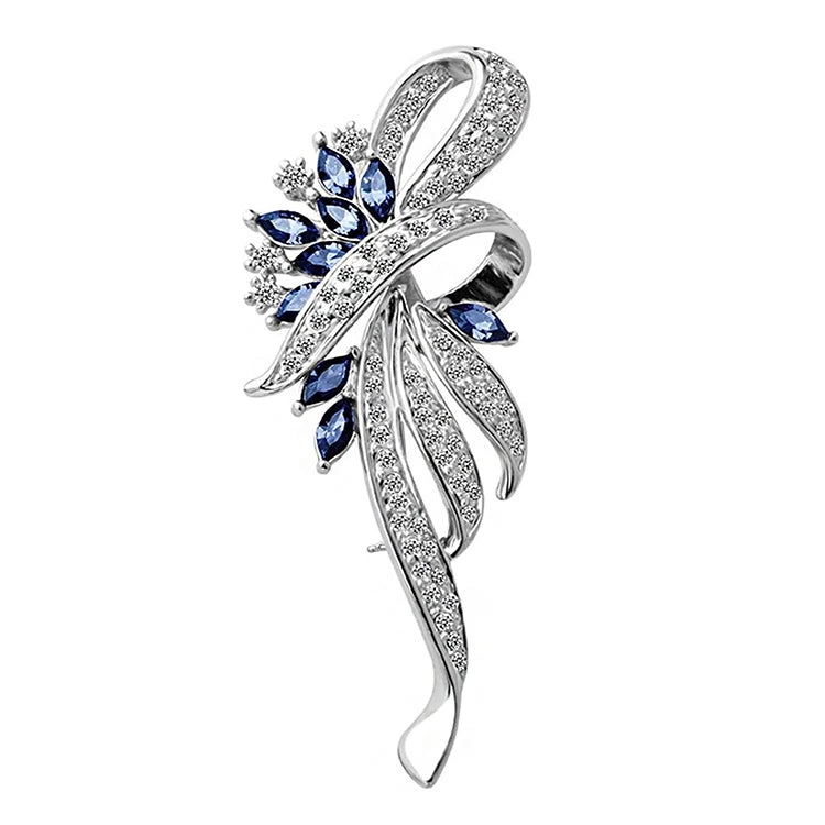 Fashion Artificial Crystal Flower Blue Fancy Style Restoring Ancient Ways Suit for Dress Brooch for Woman