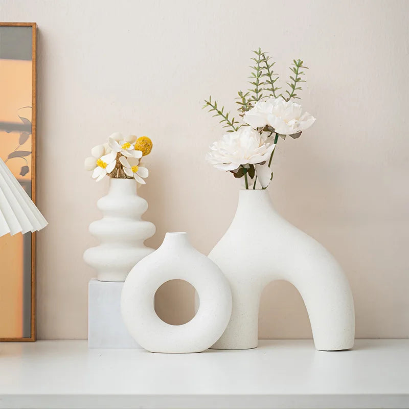 Nordic Modern Decorative Art Decoration White Big Vase for Home Table Decoration