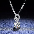 Women's S925 Sterling Silver Necklace with 1ct 0.5ct White VVS1 Moissanite Diamond Pendant & Charms Jewelry