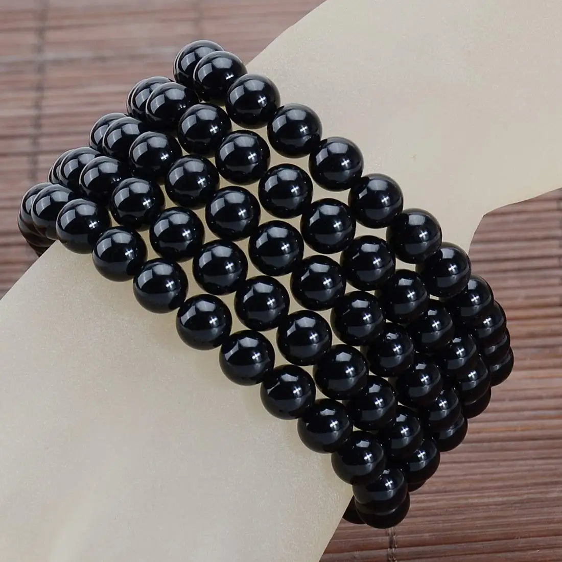 Classic Fashion Natural Stone Black Onyx Beads Bracelet 4-10mm for Men Punk Style Black Onyx Bangles Christian Inspired Gift