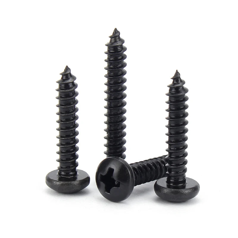 Steel Plain Black QPQ Size 35mm Round Half Cross Drive Pan Head Screws