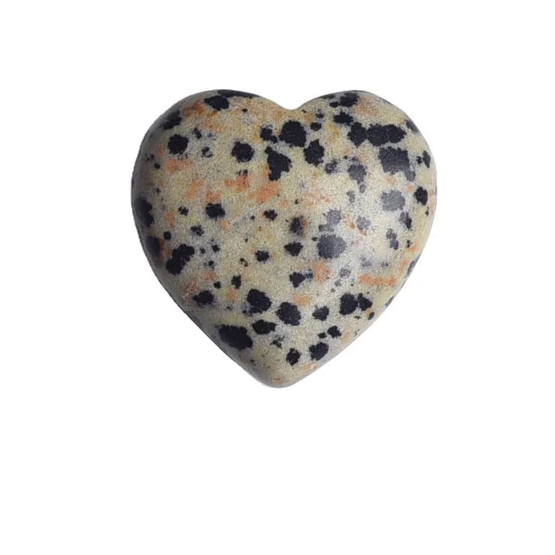 HZ Natural Healing Dalmatian Jasper Heart Crystal Heart Gemstone Crystals Healing heart Pocket Necklace Jewelry Making