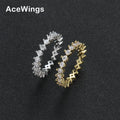 R067 Female Brass Cubic Zircon Rings Gold and Silver Plated Hip Hop Jewelry for Engagement and Anniversary Party Gift
