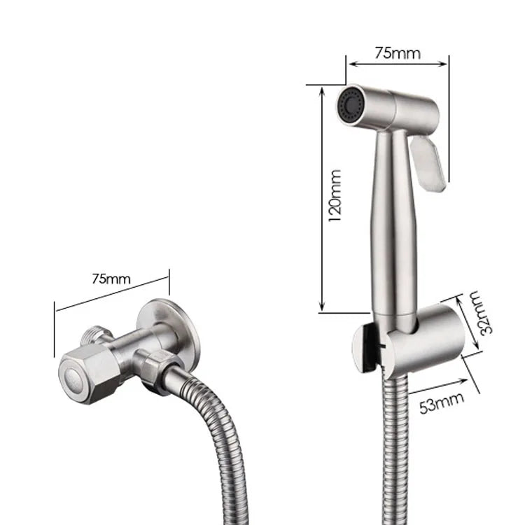 304 Stainless Steel Bathroom Handheld  Toilet Bidet Sprayer Set Adjustable Pressure Bidet Faucet for Toilet