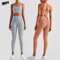 Women's Two Piece Yoga Set U-Neck Spaghetti Strap Crop Top and High Waist Seamless / No T-Line Design Butt Lifting Leggings