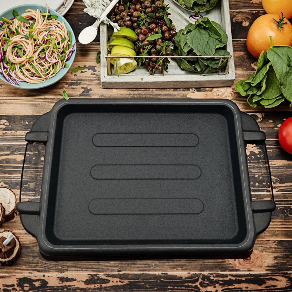 Factory Wholesale square Cast Iron Steak Grill Pan High Quality Customized Size Cookware Iron Plate
