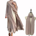 2023 Women Muslim Long Dress Dubai Maxi Plain Black Pleated Kimono Abaya Modest Wear Middle East Islamic Dress