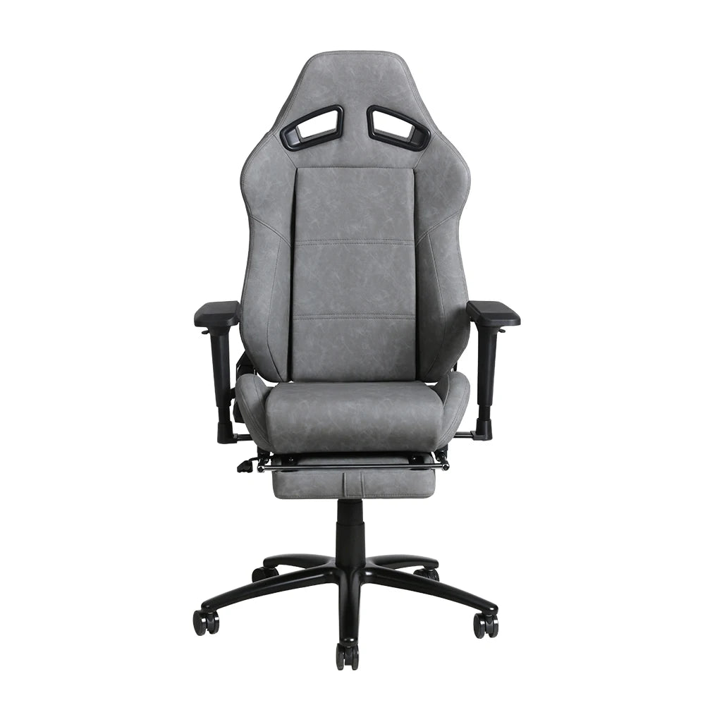 PU Leather Executive Height Adjustable Game with Footrest and Lumbar Support Swivel Seat Headrest Office Gaming Chair