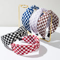 Korean Geometric Check Cloth Hair Band Net Red Simple Wide Edge Cross Headband with Face Pressure Hair Band Hair Accessories