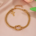 New Trendy Jesus Stainless Steel 18k Gold Silver Color Bracelets for Women Men Jewelry Religious Cross Bracelet