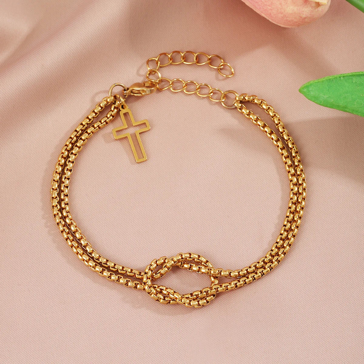 New Trendy Jesus Stainless Steel 18k Gold Silver Color Bracelets for Women Men Jewelry Religious Cross Bracelet