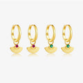 FUAMAY Aretes Sector Charm Hoop Earrings 18K Gold Plated Green Blue Rose Zircon Eye Earring
