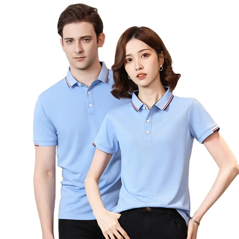 HIC 195G Men's Blank Golf Polo T Shirts Embroidered Logo Ice Silk Fiber Short Sleeve Casual Polo Shirts