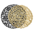 Classic American Design Eco-Friendly Plastic Hollow Paper Mat Set Woven Glitter Gold Silver Placemat Table Pad for Restaurants