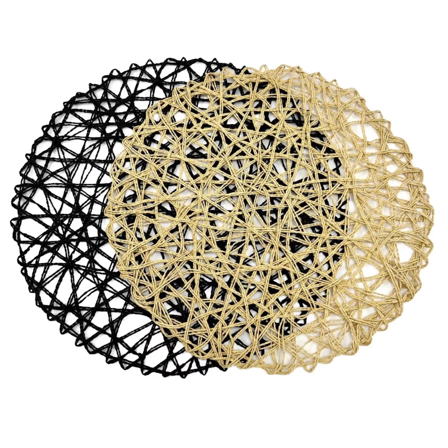 Classic American Design Eco-Friendly Plastic Hollow Paper Mat Set Woven Glitter Gold Silver Placemat Table Pad for Restaurants