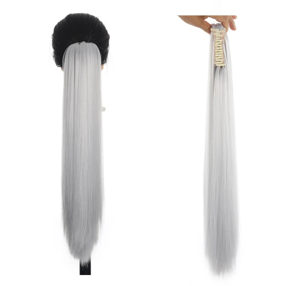 Ponytail Extension Claw 24''Curly Wavy Straight Clip in Hairpiece Claw Long Ponytail
