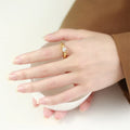 Fashion Women Gold Plated Engagement Ring Heart Shaped Diamond Wedding Ring Stainless Steel Ring