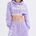 Women's Long Sleeve Hooded Cropped Hoodie French Terry Puff Printed Hoodie With Drawstring Sweatshirt