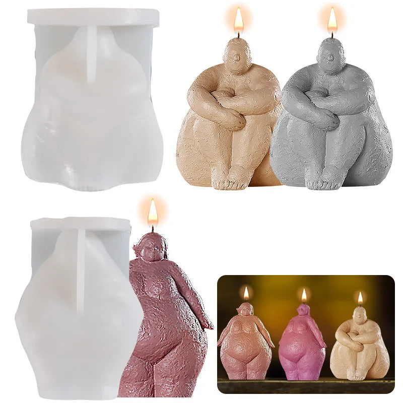 B-1091 Body Shape Silicone Candle Molds Obesity Female Torsos Candle Silicone Mold for Candle Making Artistic