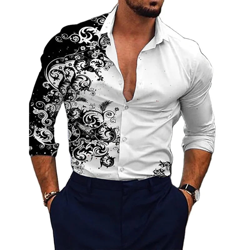 New Fashion Full Sleeve Turn-Down Collar Anti-Wrinkle Breathable Slim Fit Buttoned Shirt for Men Retro Vintage Casual