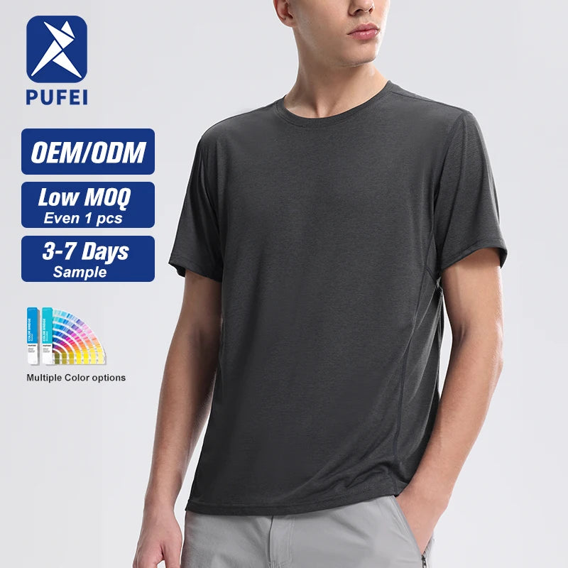 Custom Logo Men's O-Neck T-Shirt Breathable Quick-Drying Polyester Jersey With Soft Spandex Casual Sportswear With Short Sleeves