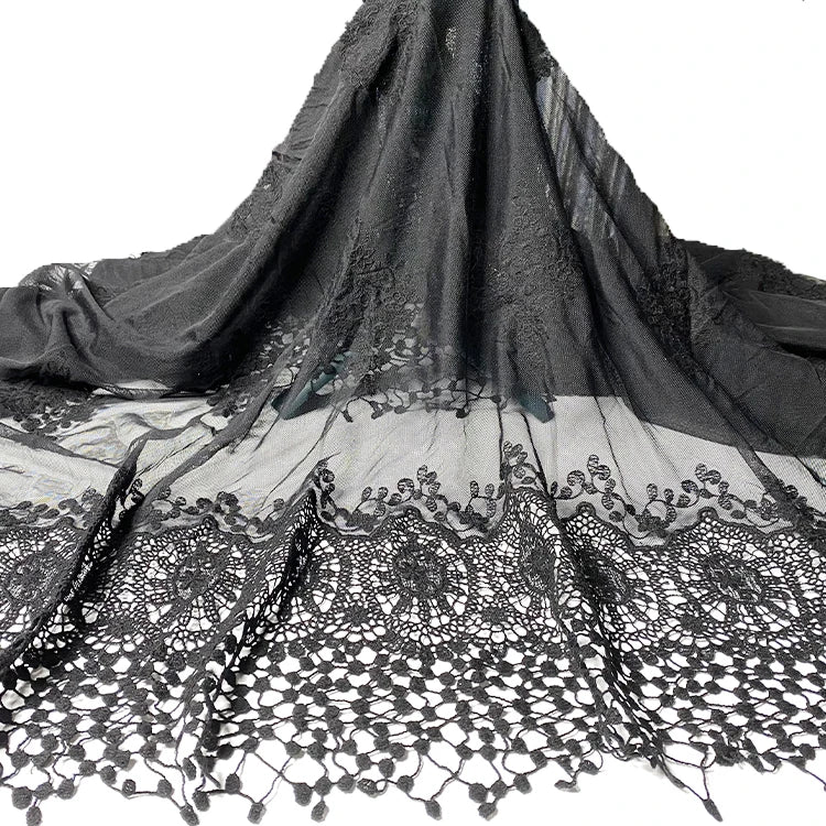 Harvest Nylon Cotton Bordery 3D Guipure Fringe Lace Fabric for Garment