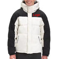 Wholesale Cheap Customize Low Moq Logo Print Men's Color Blocking Puffer Jacket Streetwear Oversized Thickened Fake Down Coat