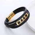 fashion homme 316L stainless steel skull multi layer leather hand bracelet for men