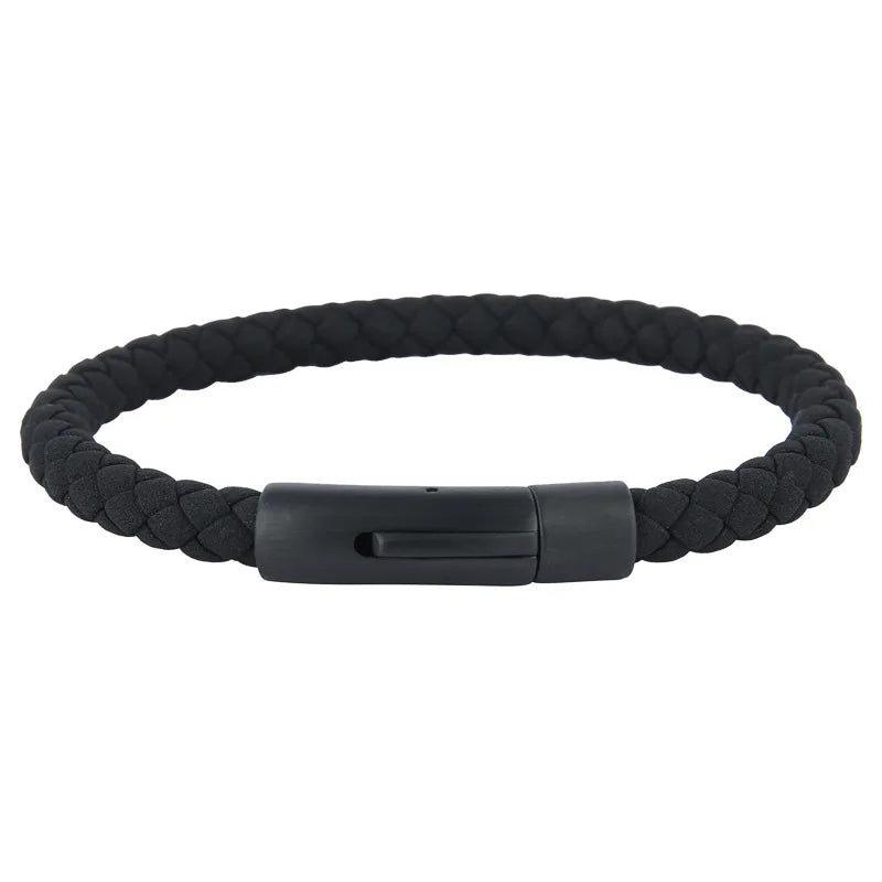 Bestone Custom Luxury Men's Stainless Steel Magnetic Clasp Men Jewelry Bracelet Braid Leather Bracelet