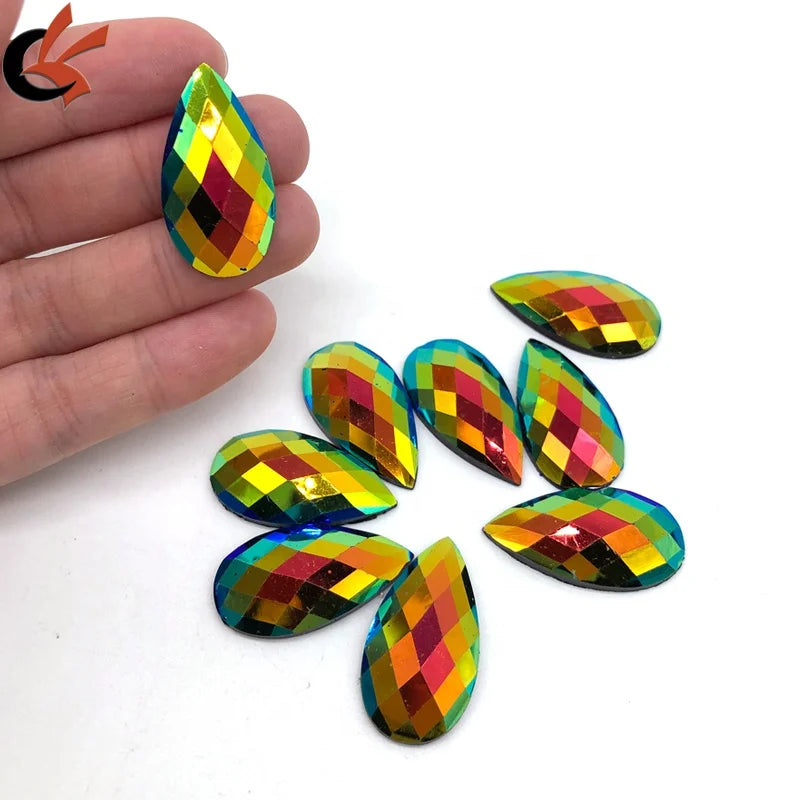 Drop Shape Resin Gems Flat Back Without Holes AB Colors Resin Stones for Carnival Dress Decoration