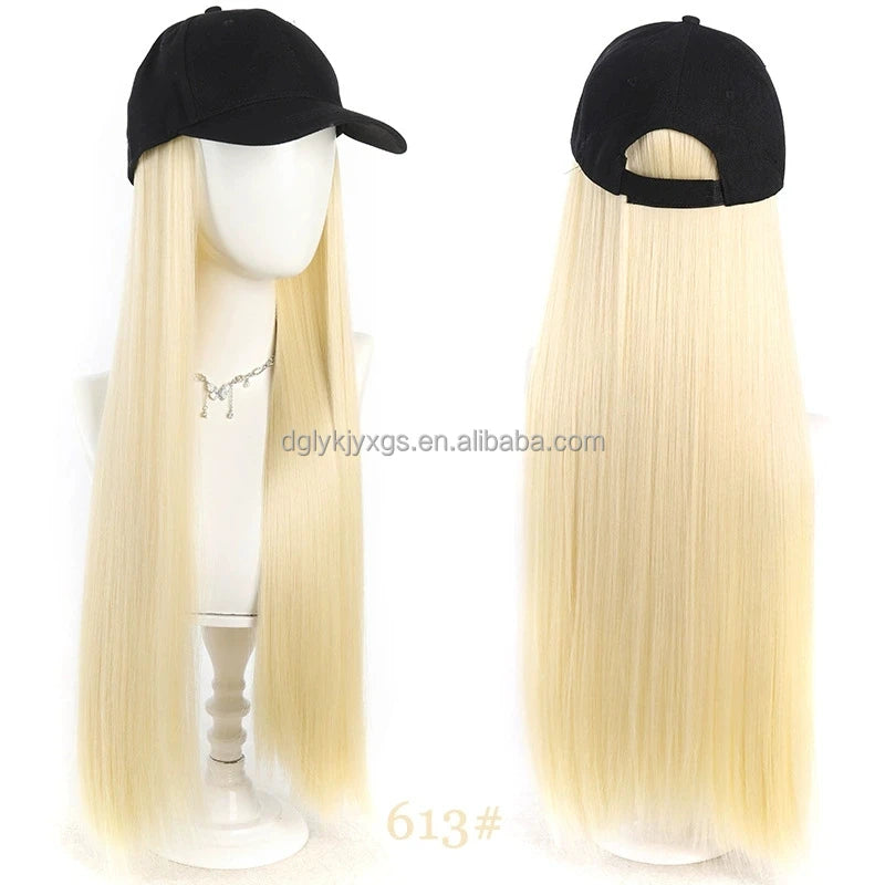 Hot sales baseball cap Hair Wig Straight Synthetic Wigs Hat Wig Suitable for outdoor wear by European and American wome MegaBDM