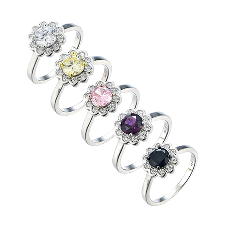 2024 New Arrival Luxury Wedding Ring Purple Zircon and Round Diamond with Birthstone Silver Fine Jewelry for Valentine Gift