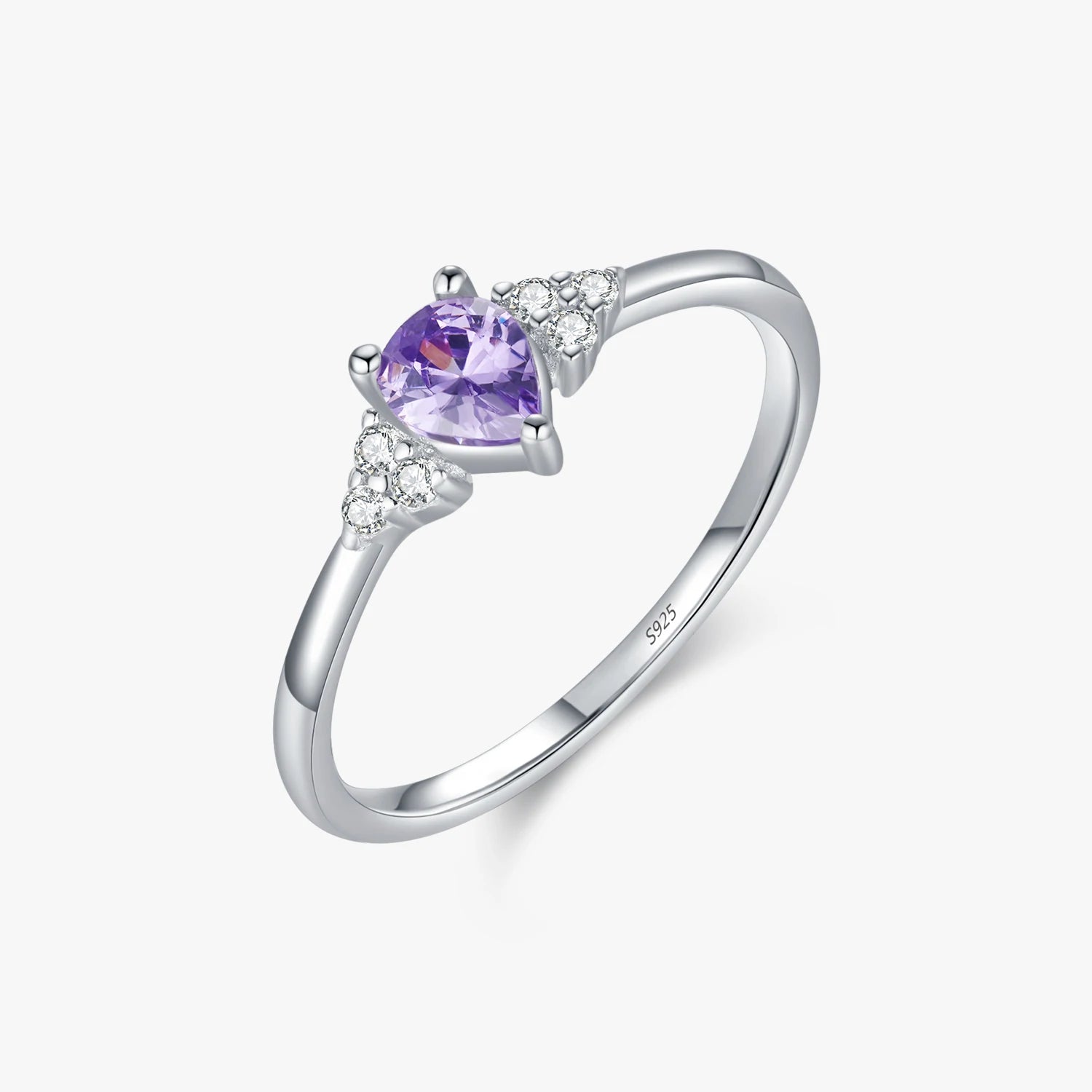 925 Sterling Silver Delicate Water Drop Cubic Zirconia Finger Rings for Women Girls Party Fine Jewelry Accessories