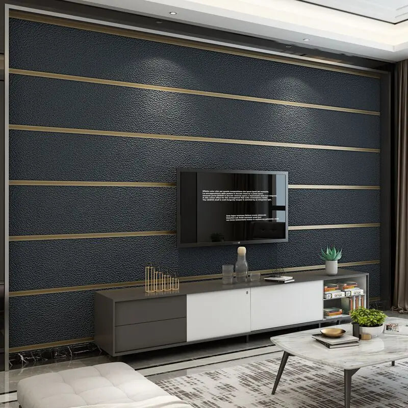 Hot 3D Three-dimensional Deer Skin Velvet Wallpaper Plain Non-woven Fabric Marble Stripe Living Room TV Background Wallpaper