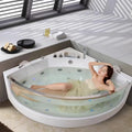 Luxury Modern 2-Person White Acrylic Freestanding Indoor Hotel Bathroom Corner Whirlpool Massage Bathtub Combo Air Whirlpool