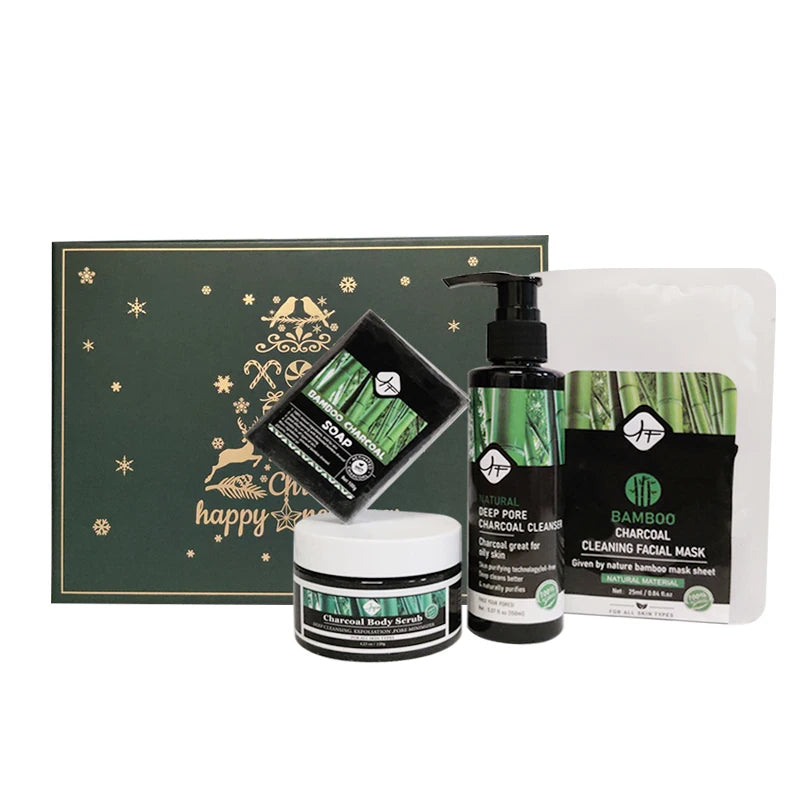 OEM Cosmetic Set Gift Charcoal Kojic Acid Skin Care Private Label Women Mens Skincare Set