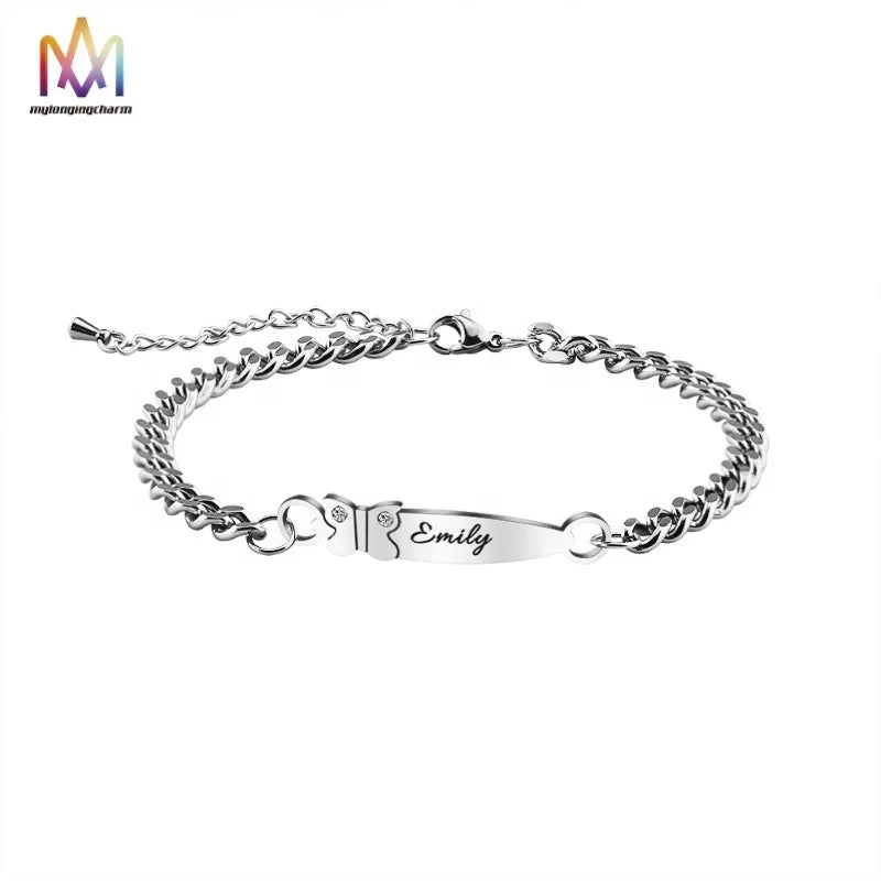 Customized Stainless Steel Butterfly Charm Blank Bracelet for Engraving Women Bracelets
