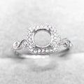 Sterling Silver 6*6mm Semi Mount Ring Empty Frame Blank Support Claw Setting S925 Base Holder Without Center Stone for DIY Inlay