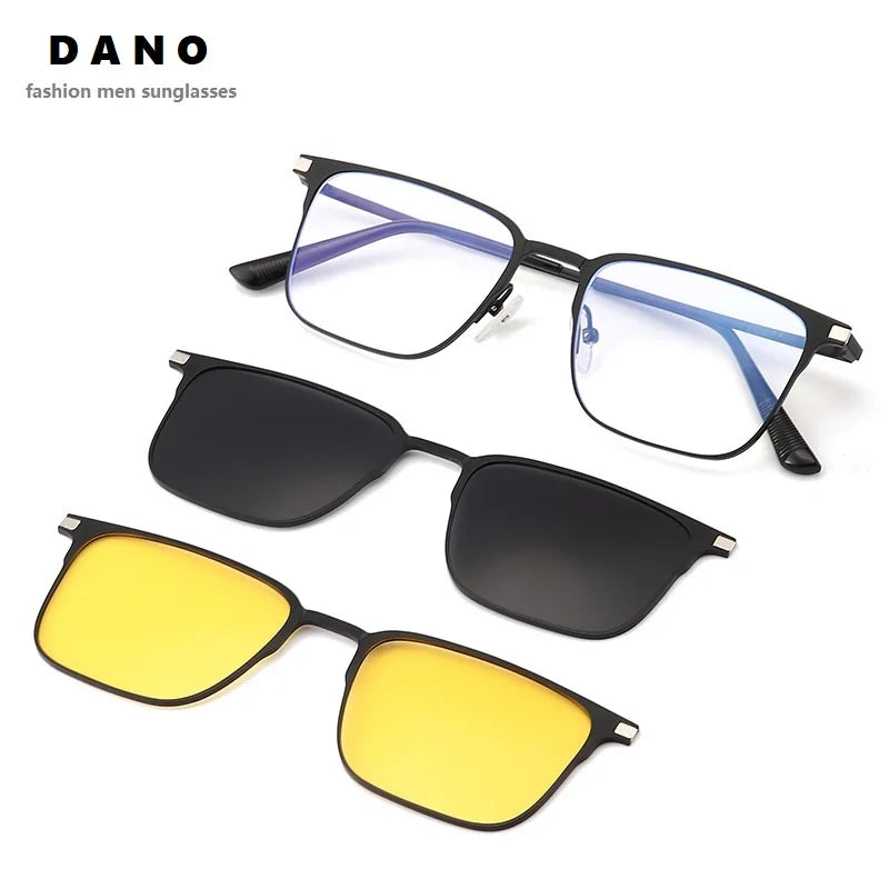 Uv Protection Sunglasses Metal Magnetic Glasses Polarized Mens Sunglasses 2026 Square Frame Sunglasses