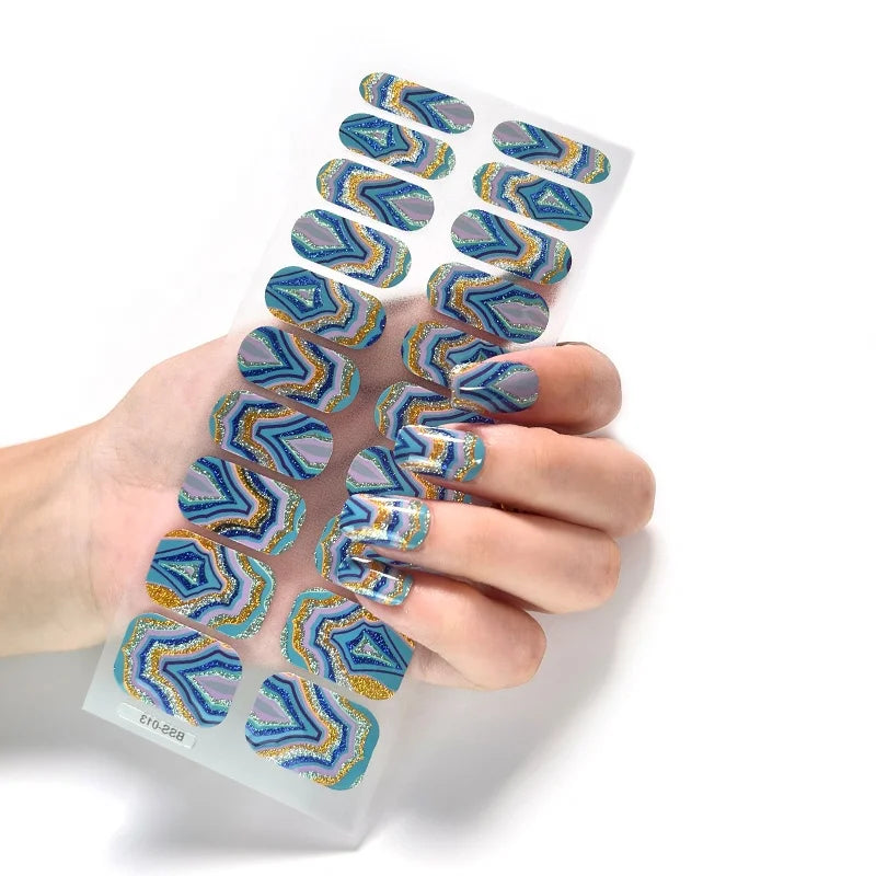 New Metal 3D UV Semi-Cured Gel Nail Wraps Floral Graffiti Custom Nail Art Stickers Eco-Friendly Non-Toxic Travel Makeup Set