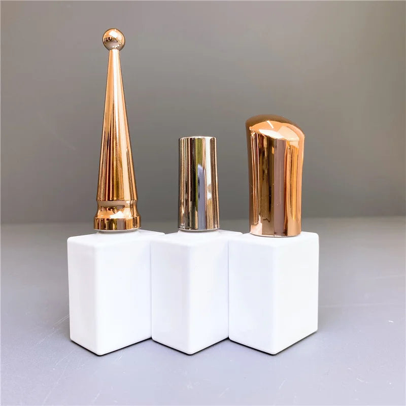 10ml 15ml White Empty Glass Packaging Gel Nail Polish Bottle With Cap